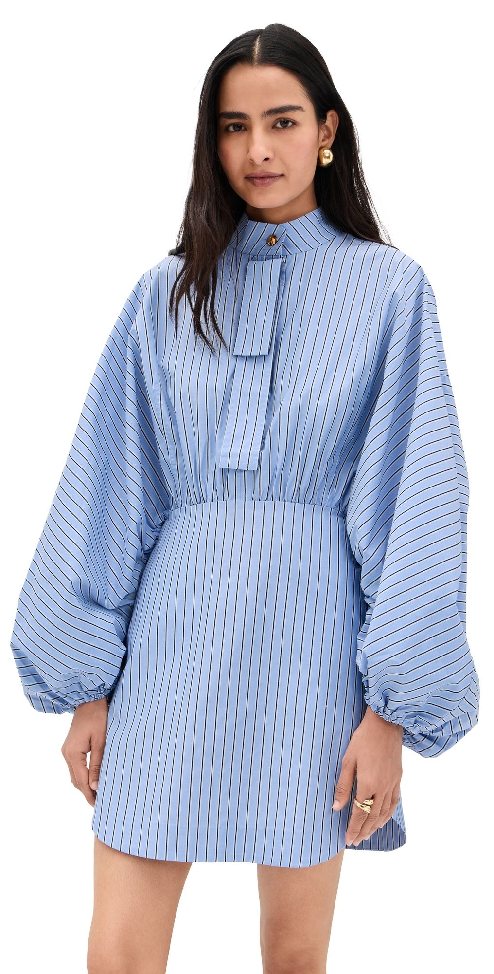 Zimmermann Drawstring Stripe Mini Dress Hydrangea Stripe 0