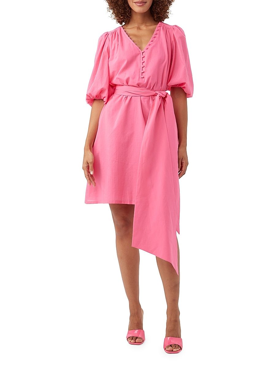 Women's Malina Belted Cotton Voile Minidress - Pink Paradise - Size Small