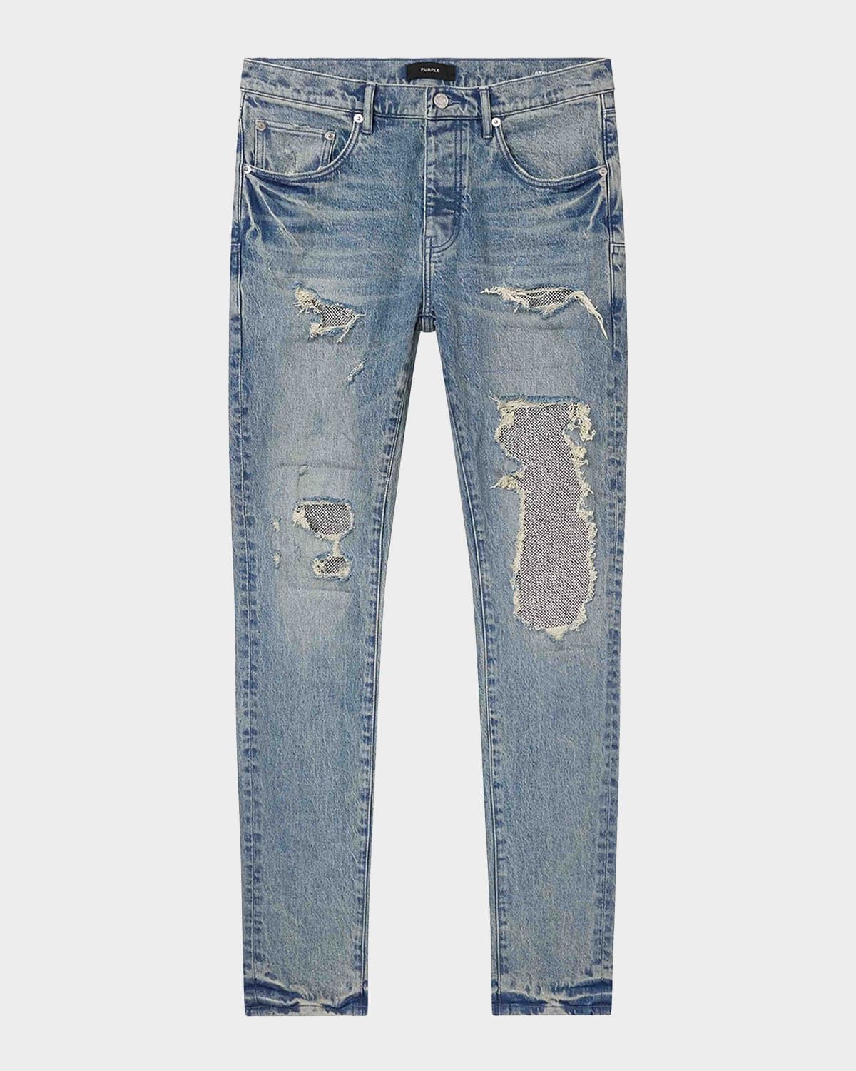 Men & apos;s Skinny Beaded Repair Jeans