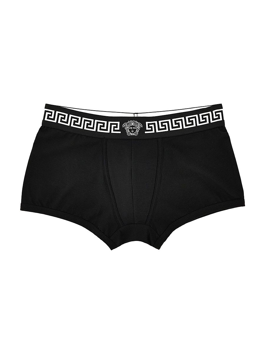 Men's Greca Medusa Head Stretch-Cotton Trunk Brief - Black - Size XL