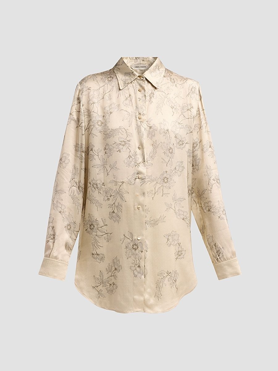 Women's Floral Satin Blouse - Multi Blue - Size 10