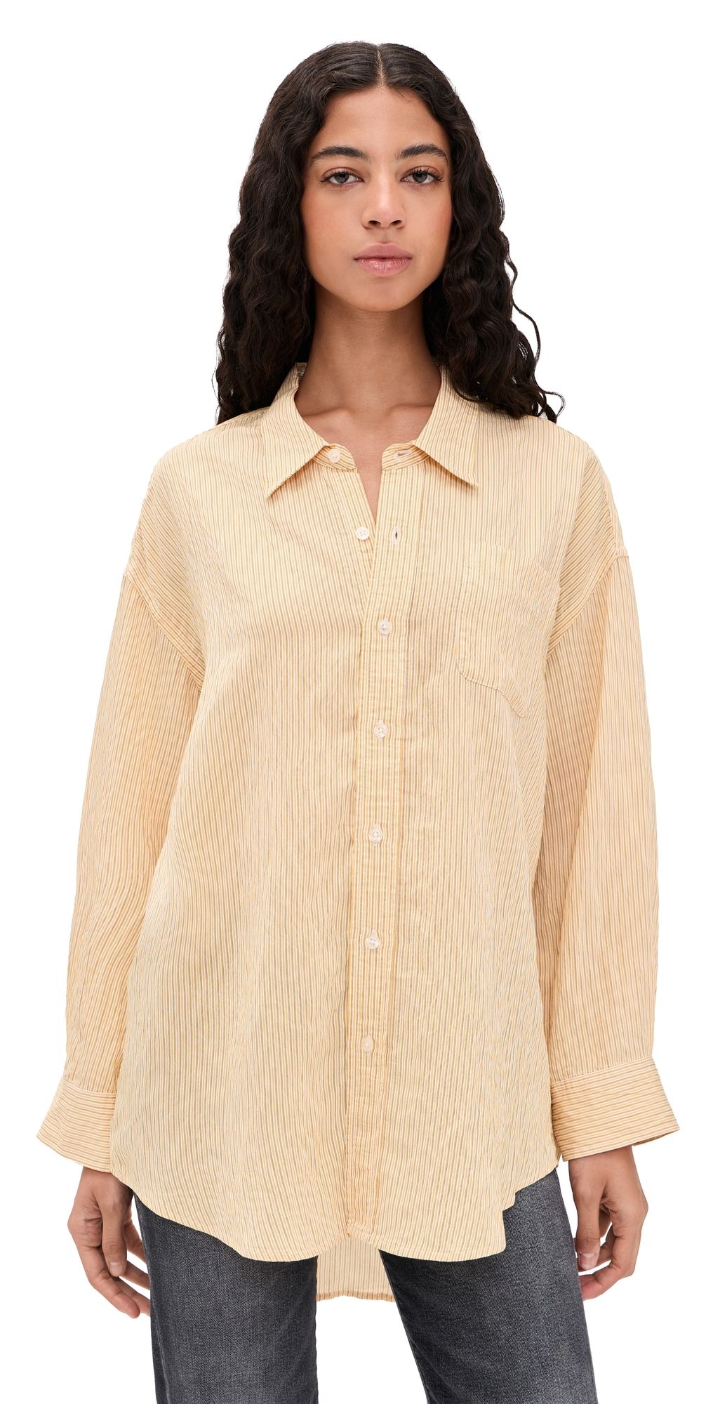 R13 Drop Neck Shirt Orange Stripe M