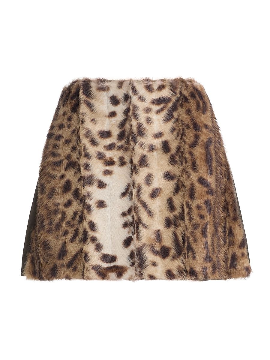 Women's Lis Faux Fur Lynx Miniskirt - Tan Brown - Size 12