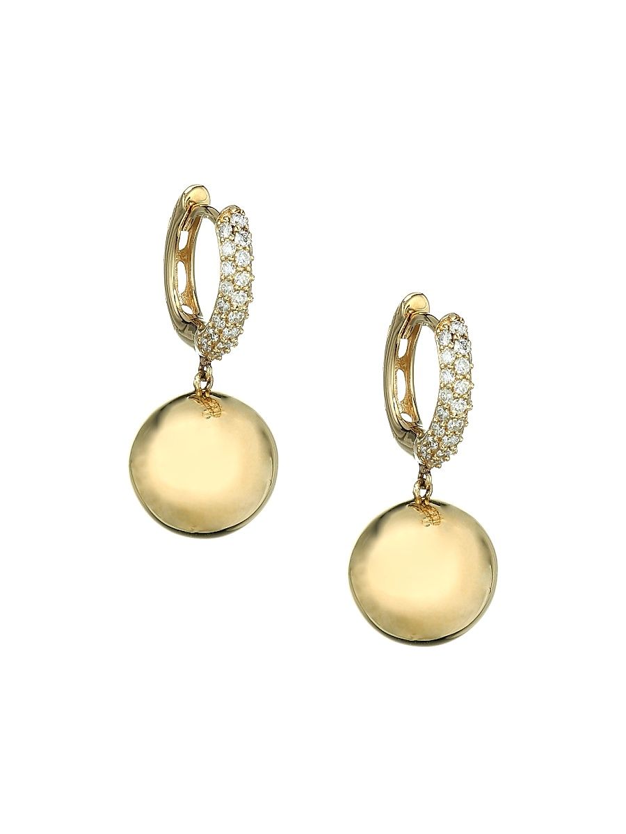 Women's Diamond 18K Gold Drop Earrings - Silver