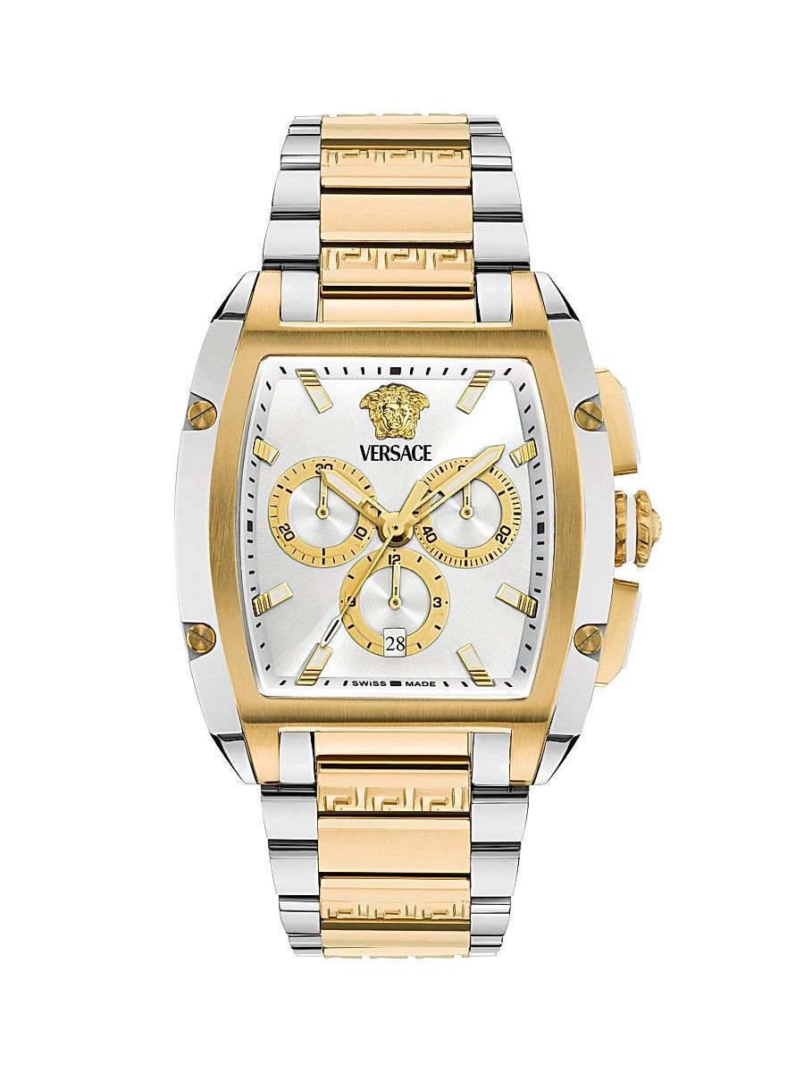 Men's Versace Dominus Two-Tone Stainless Steel Bracelet Watch/42MM x 50MM - White Two Tone