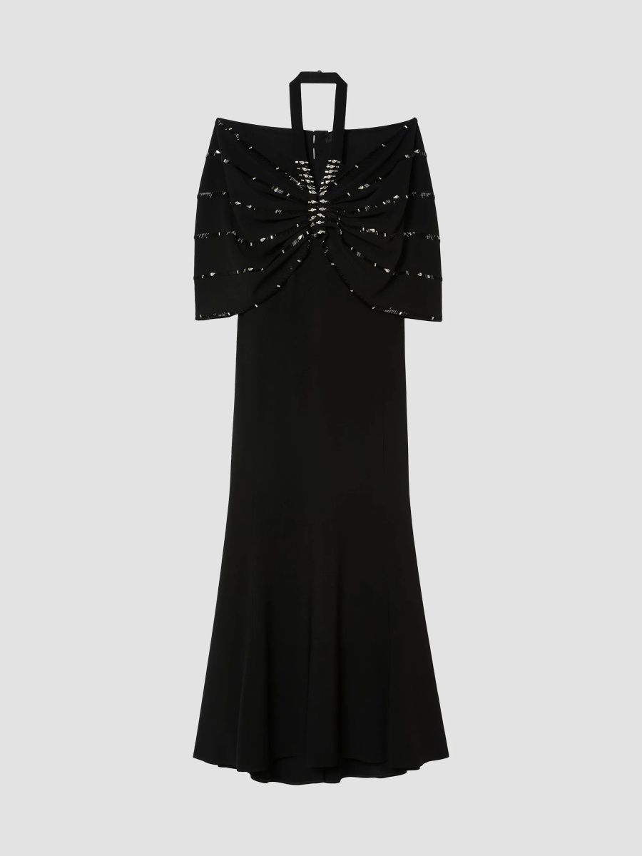 Marina Rinaldi Women's Embroidered Cady Dress and Cape - Black - Size 16