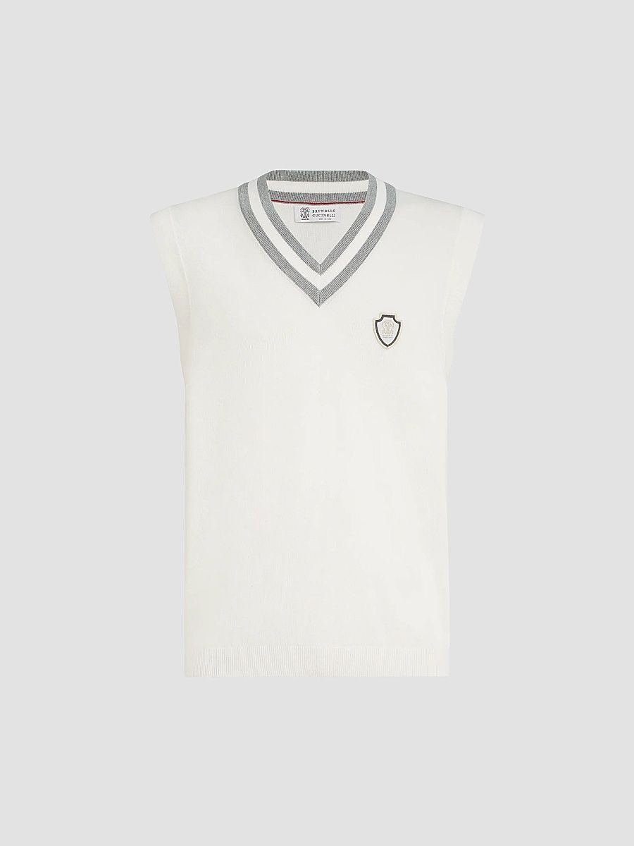 Men's Cotton Knit Vest with Logo - Panama - Size XXXL