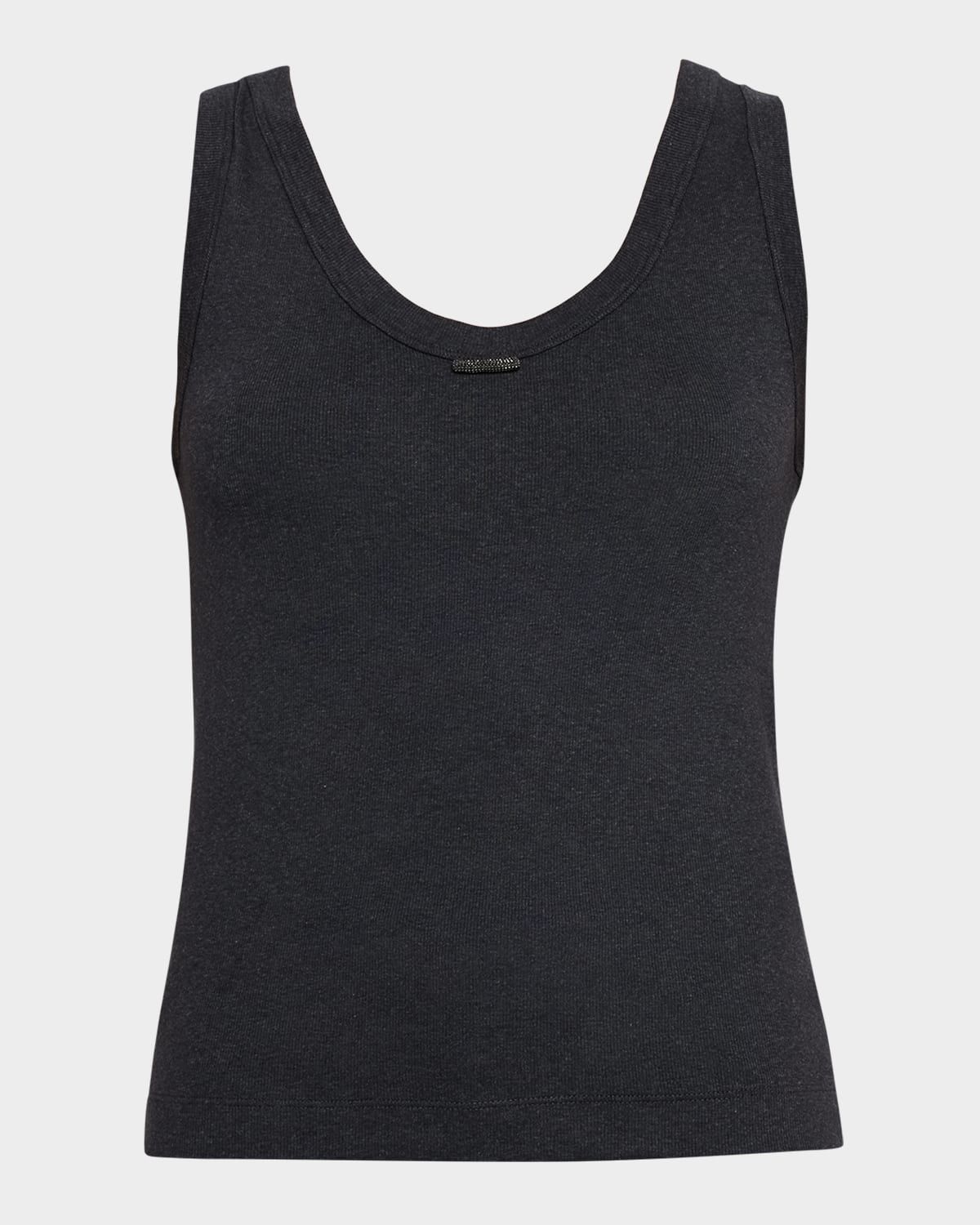 Monili-Trim Cotton Rib Jersey Tank Top