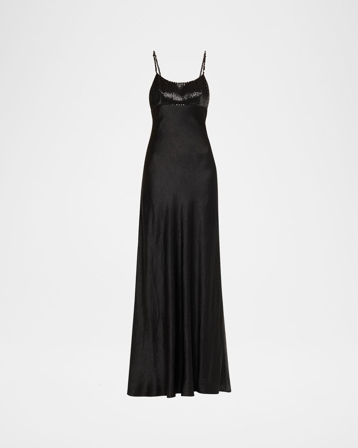 Bead & Sequin Washed Twill Slip Gown