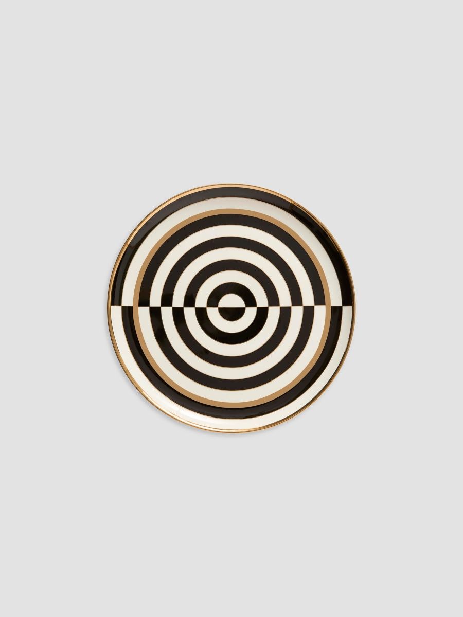 Jonathan Adler Op Art Round Serving Tray - Black White