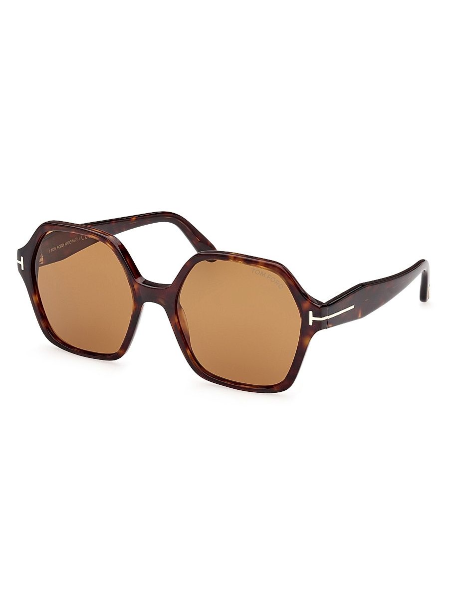 Women's 56MM Geometric Sunglasses - Dark Havana Brown