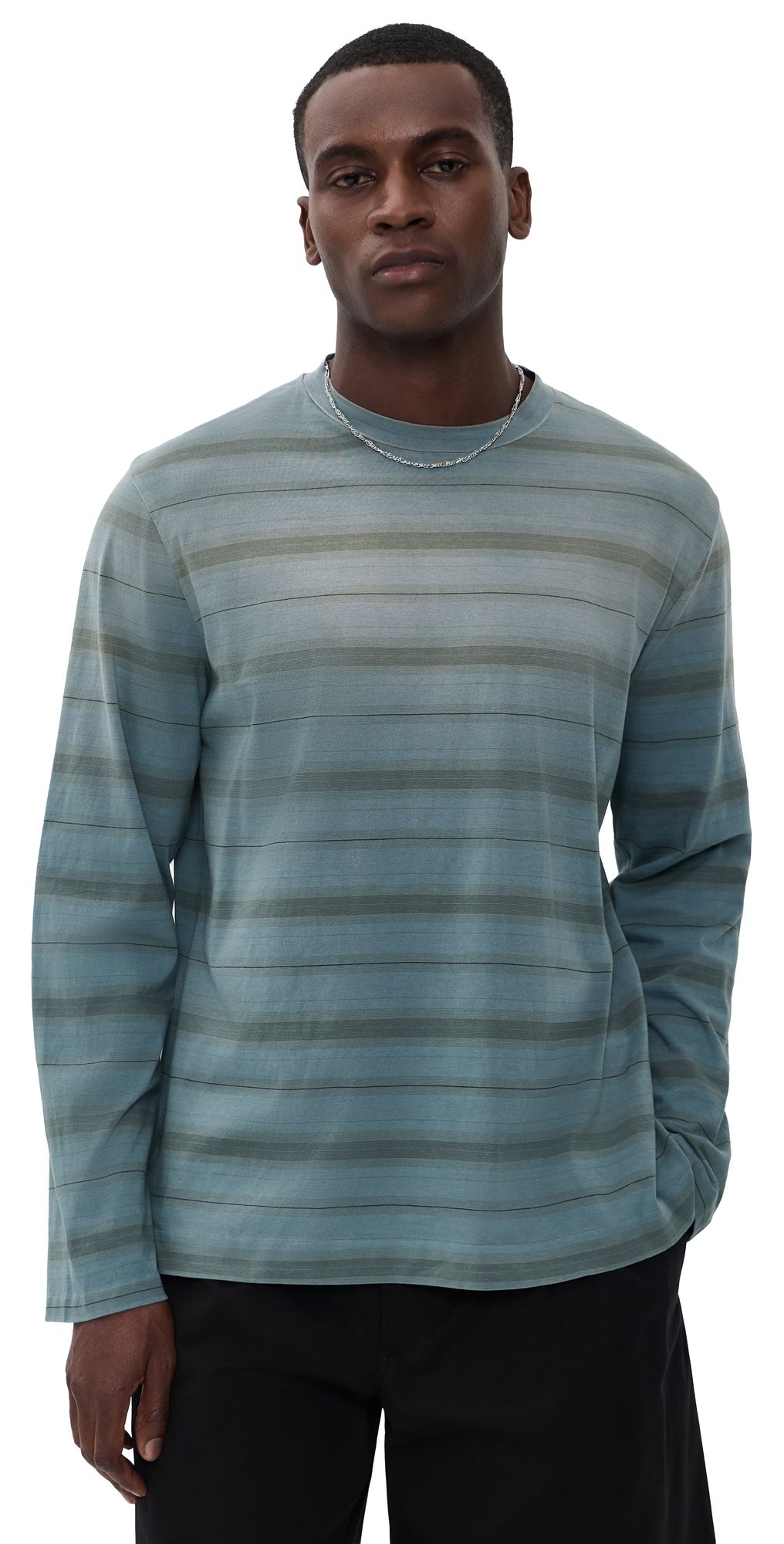 Our Legacy Striped Long Sleeve Box Tee Spray Fade Ghost Stripe 48