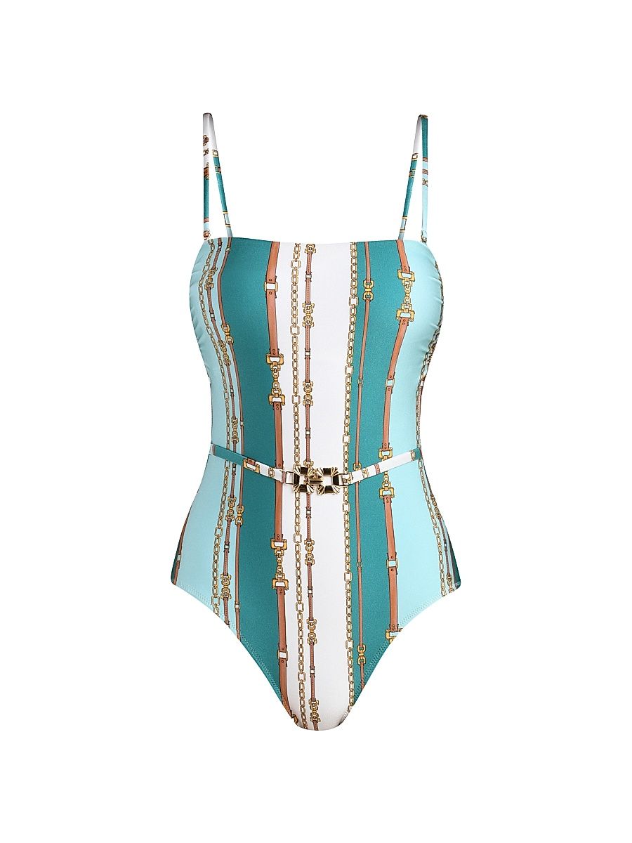 Women's Tory Striped Bandeau One-Piece Swimsuit - Size Large