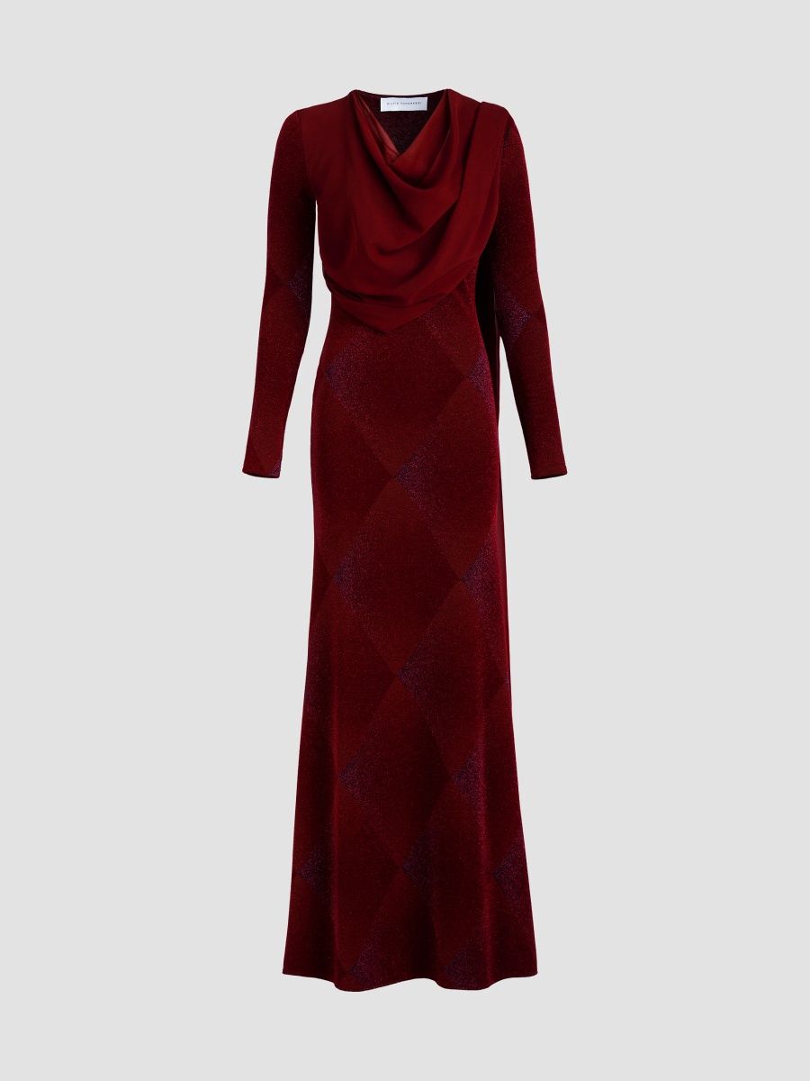 Silvia Tcherassi Women's Moon Draped Chiffon Gown - Burgundy - Size XL