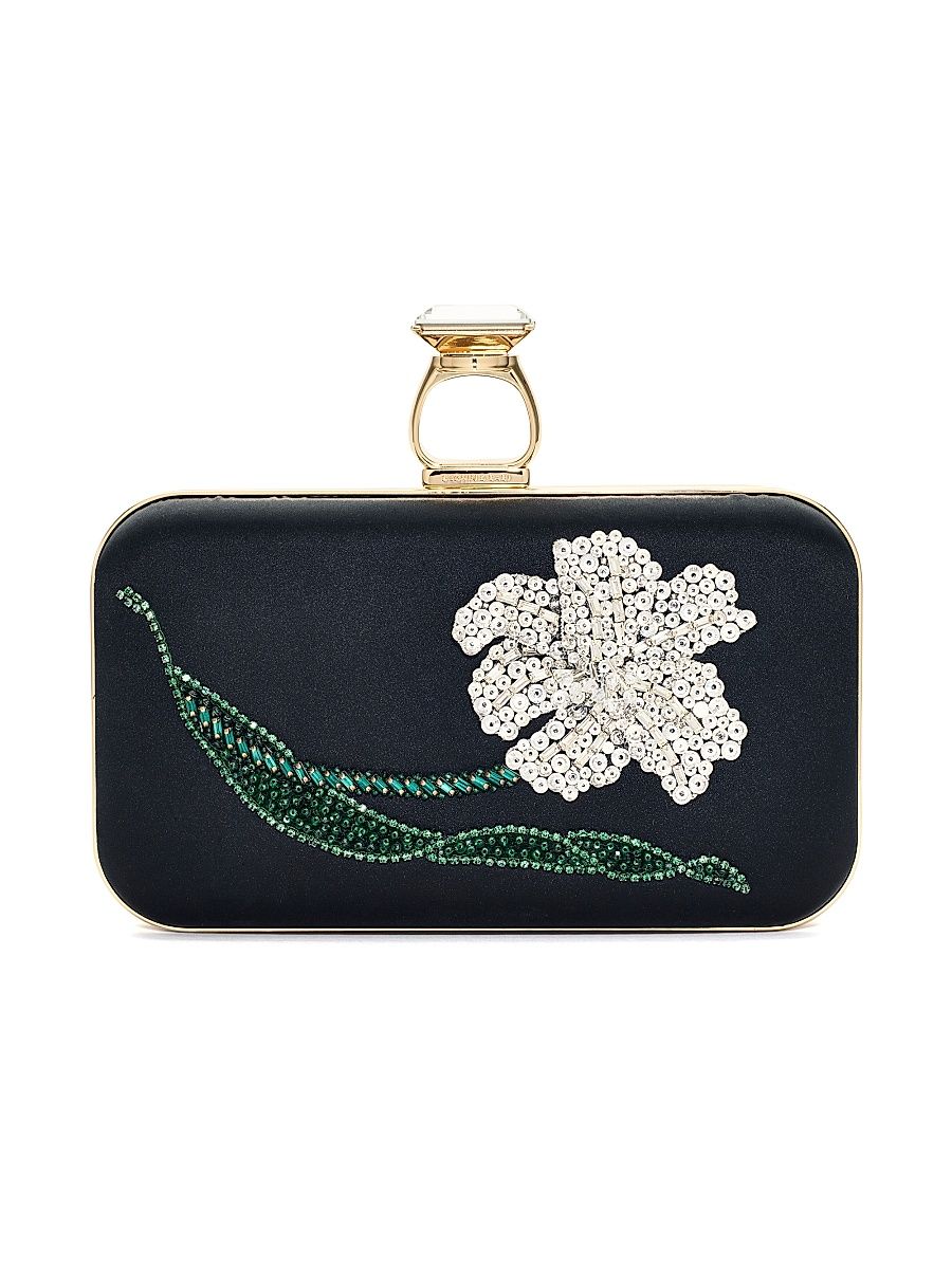 Women's Embroidered On The Rocks Evening Bag - Black