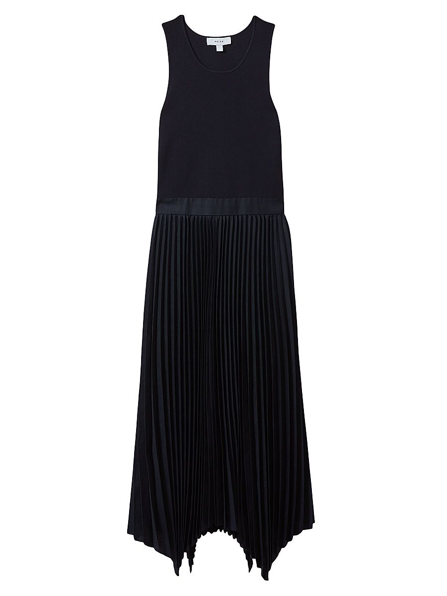 Women's Marnie Drop Waist Pleated Midi-Dress - Navy - Size XS