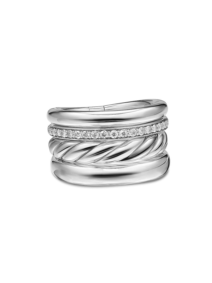 Women's DY Mercer Four Row Ring in Sterling Silver - Diamond - Size 7