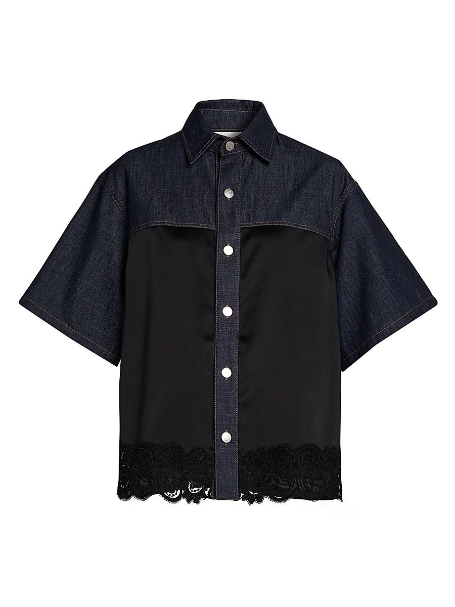 Women's Slip Denim Shirt - Dark Blue - Size XS
