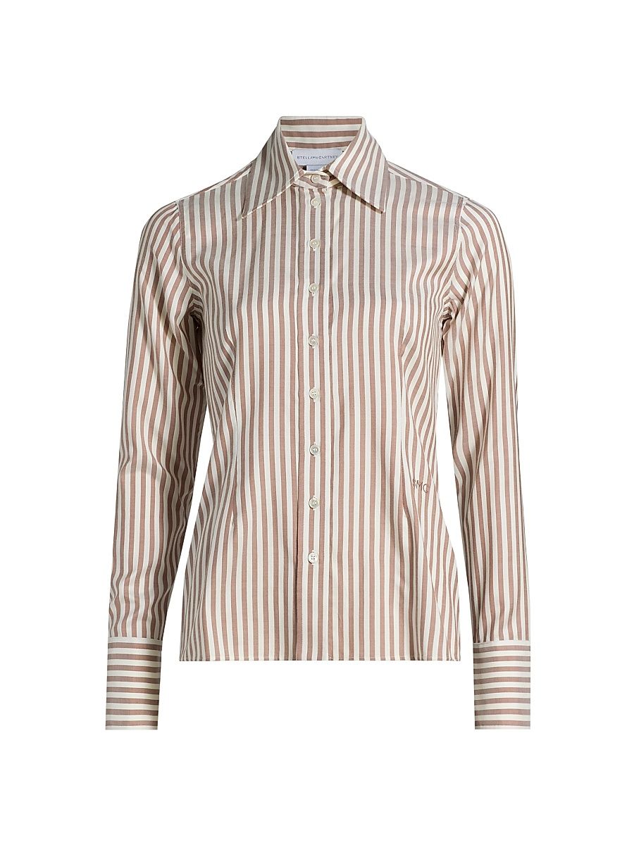 Women's Silk Stripe Slim Shirt - Cream Ginger - Size 8