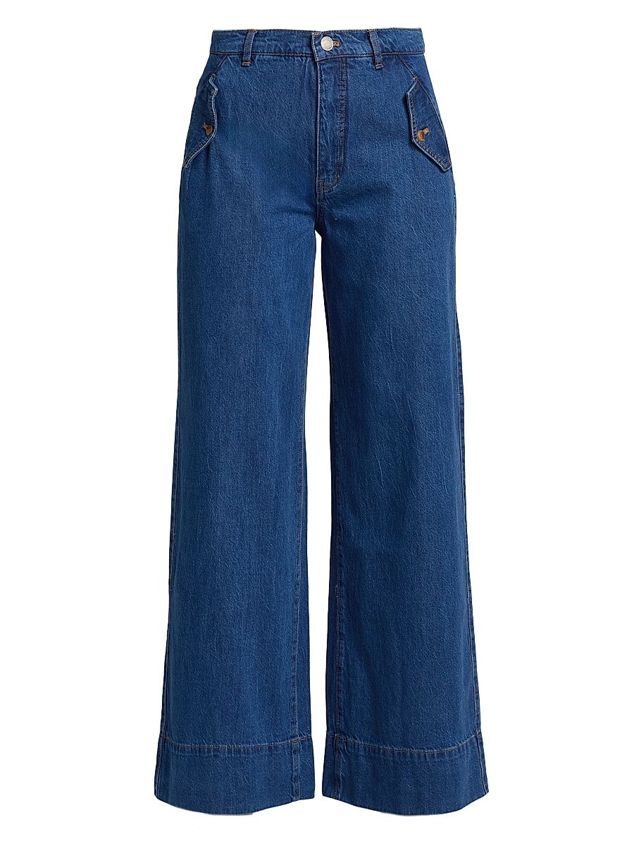 Women's James High-Rise Wide-Leg Trousers - Lottery - Size 32