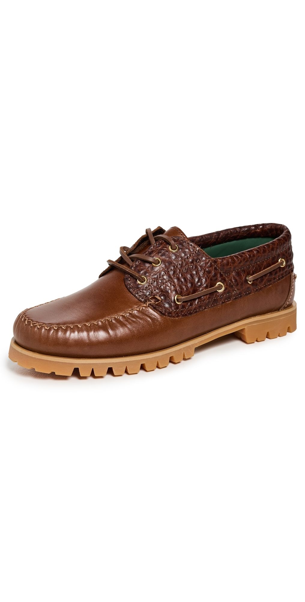 Vinny's Aztec Lugged Boat Shoes Brown Two-Tone Leather 40