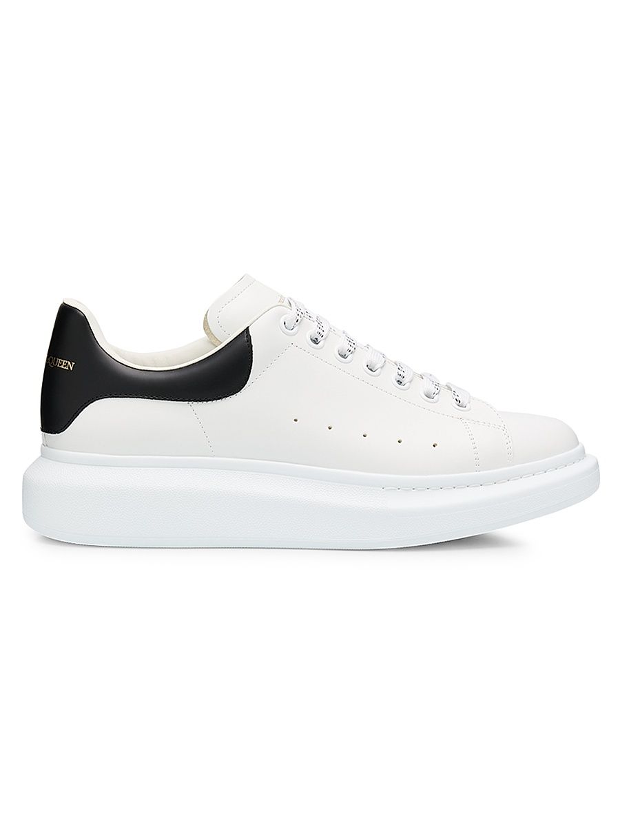Men's Oversized Leather Low-Top Sneakers - White Black - Size 16.5
