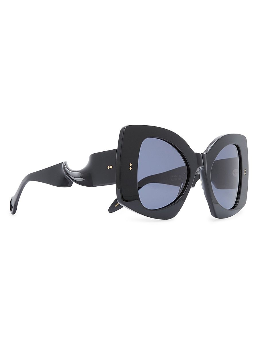 Women's 55MM Solid Lens Twister Butterfly Sunglasses - Black