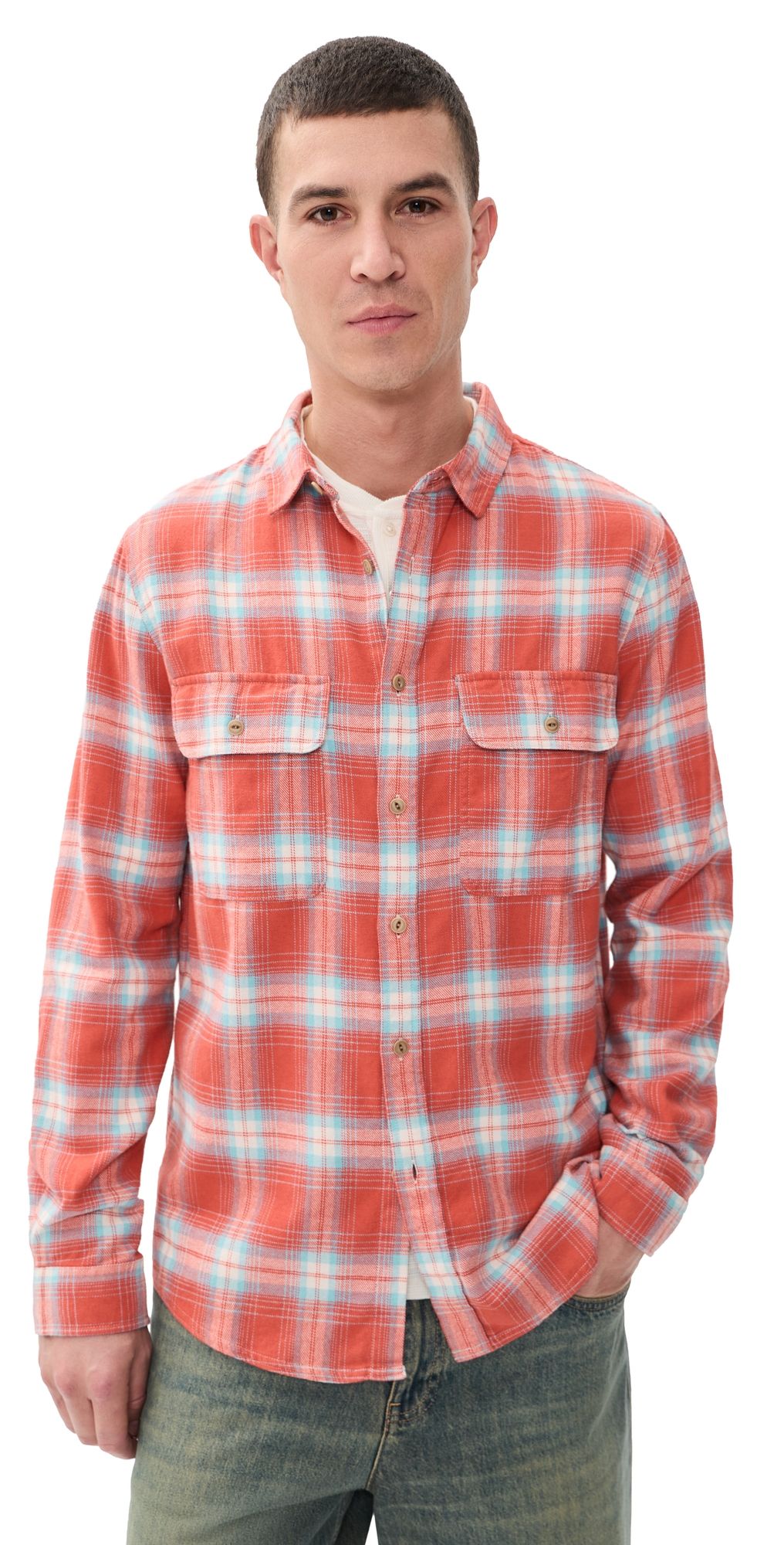 McTavish Twin Pocket Flannel Shirt Red Multi XXL