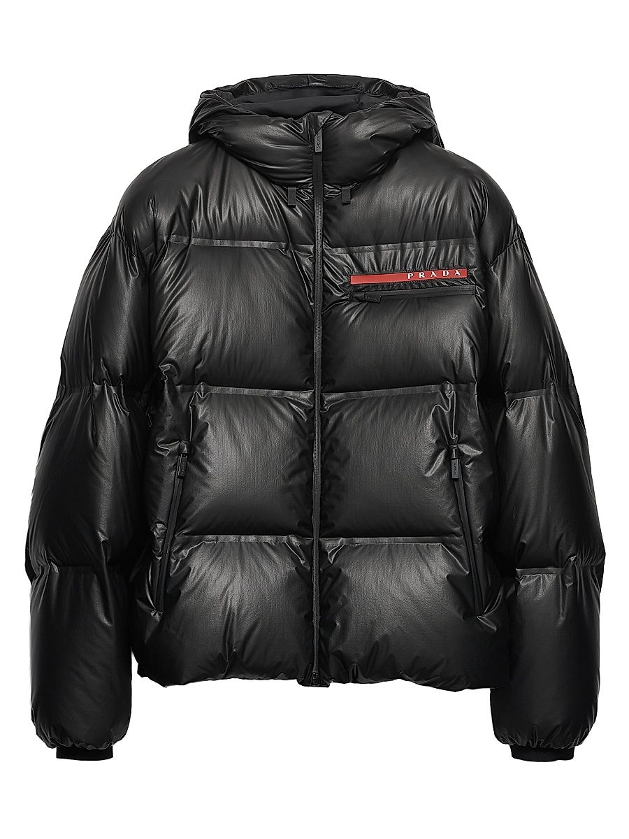 Men's Light Re-Nylon Hooded Puffer Jacket - Black - Size Medium