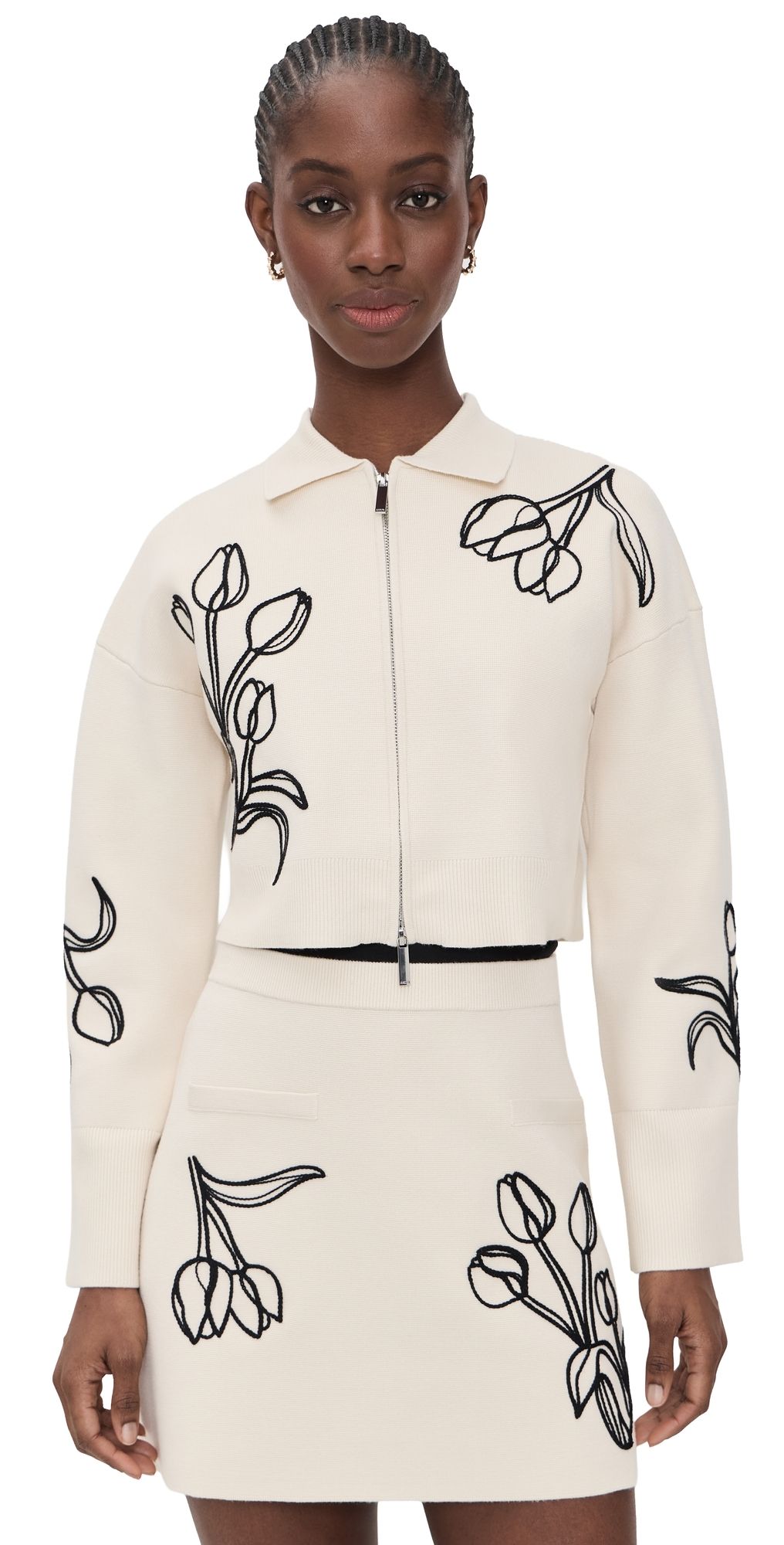 AMUR Rosenna Knit Top Ivory Pebble XS