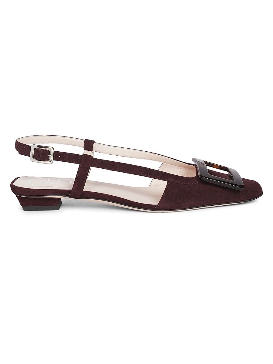 Women's Belle Vivier 25MM Suede Slingback Ballerina Flats - Kraft Chiaro - Size 10