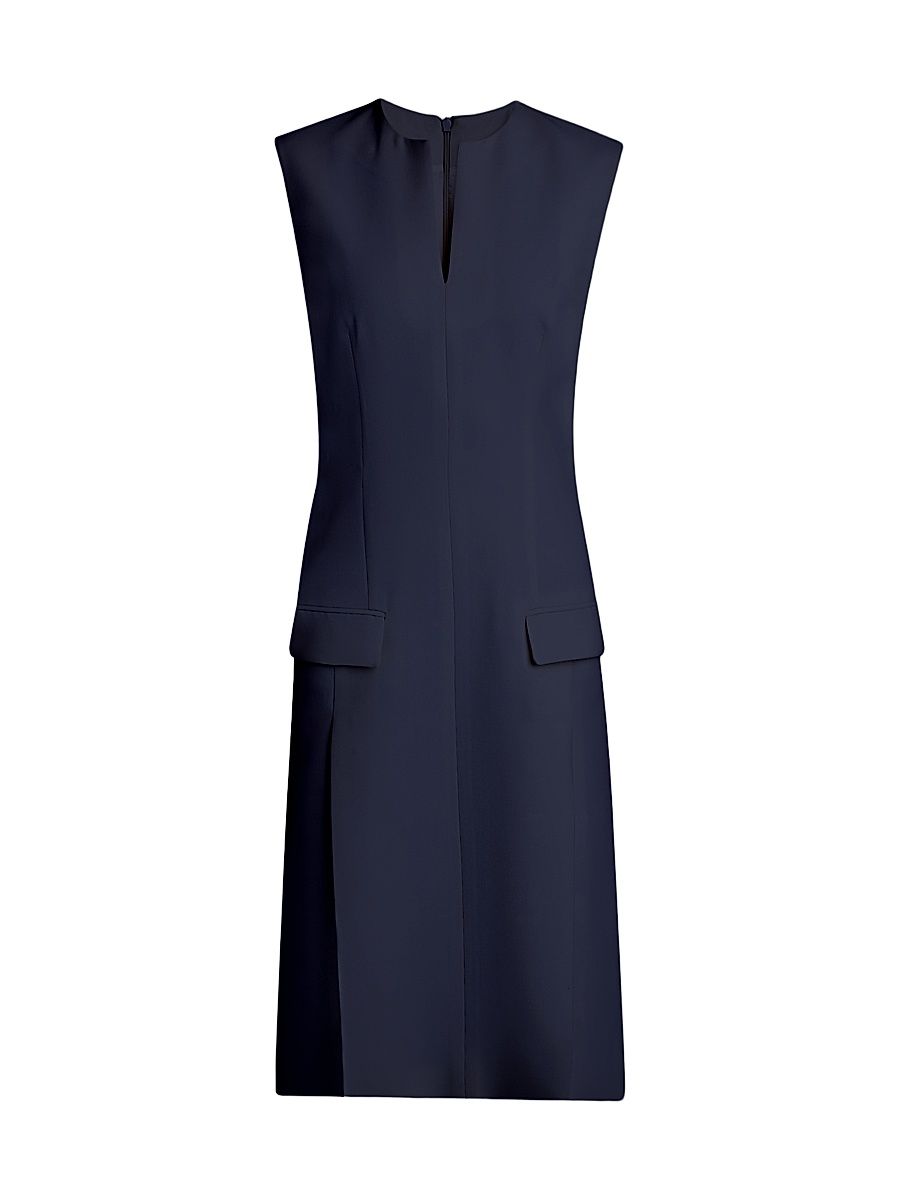 Women's Wool Sheath Midi-Dress - New Navy - Size 10
