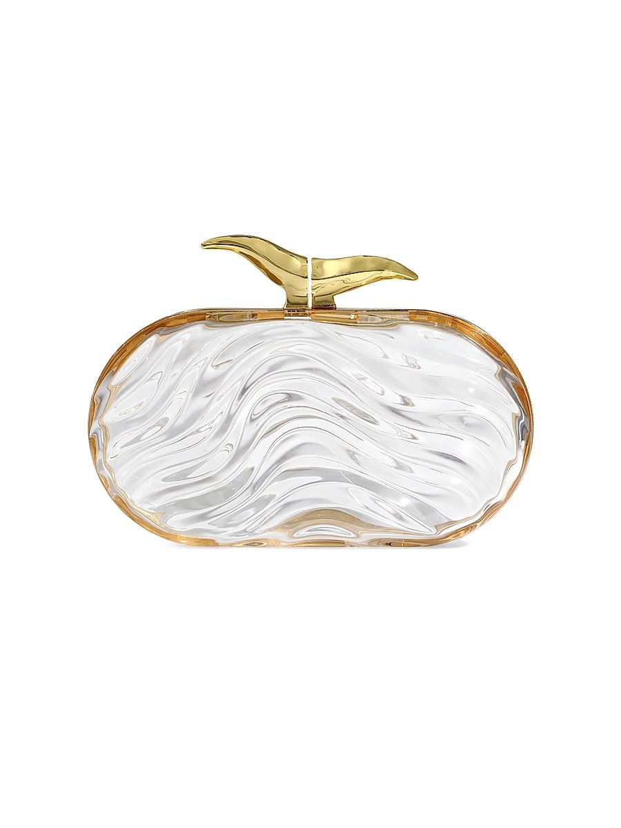 Women's Water Stone Leather Minaudière - Clear