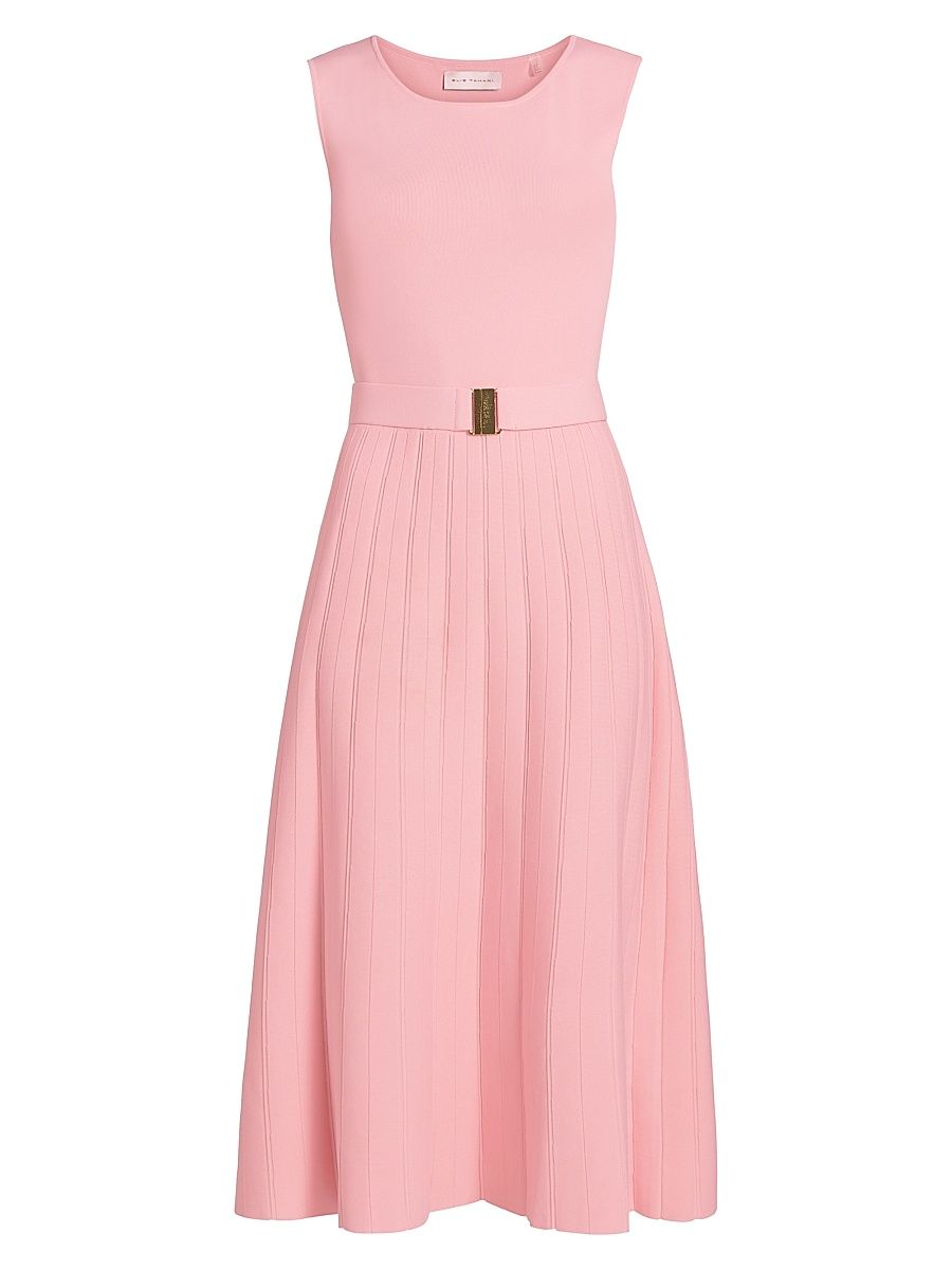 Women's The Sumner Belted Knit Fit & Flare Midi-Sweaterdress - Pink Sky - Size XL