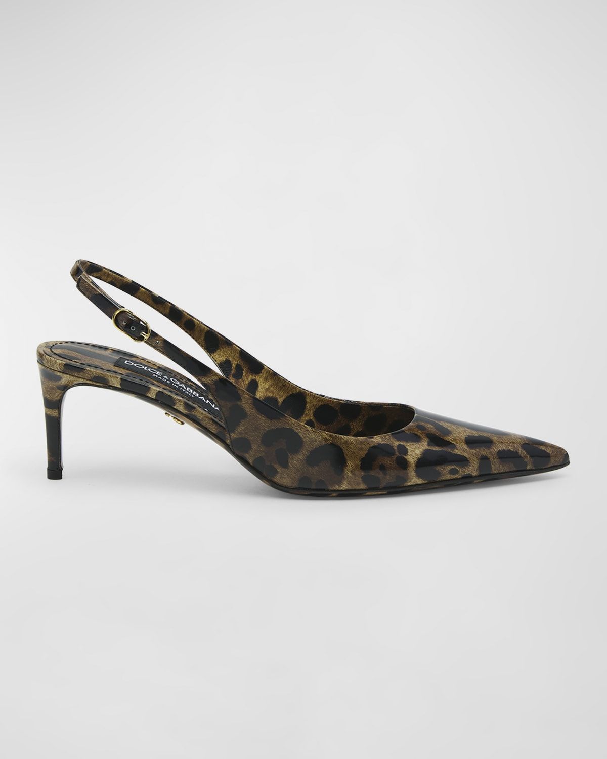 Animal-Print Patent Slingback Pumps