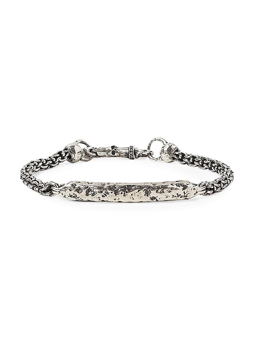 Men's Artisan Sterling Silver Distressed ID Chain Bracelet - Silver