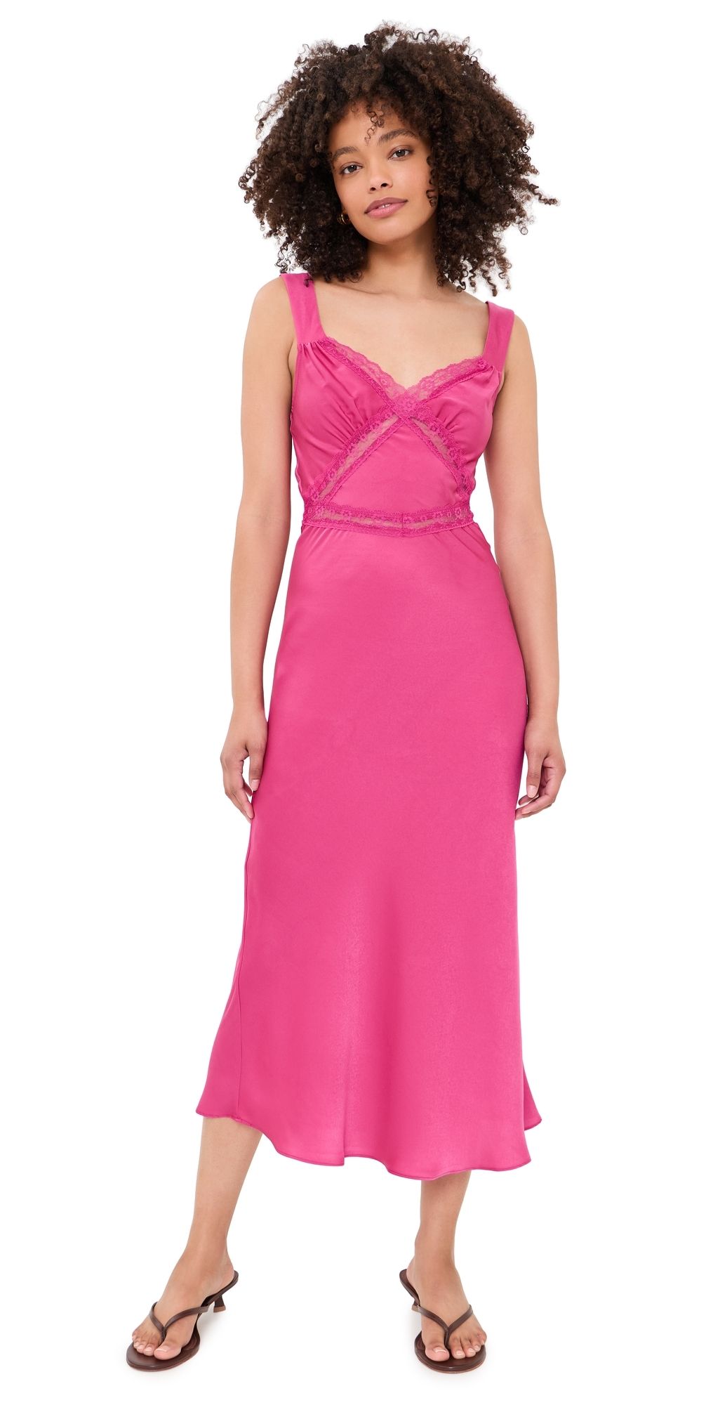 BARDOT Emory Lace Slip Dress Hot Pink 12
