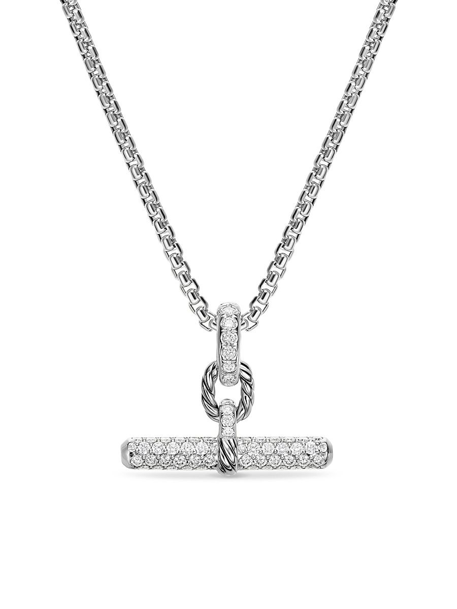 Women's DY Madison Toggle Pendant in Sterling Silver with Diamonds, 20.2MM - Diamond