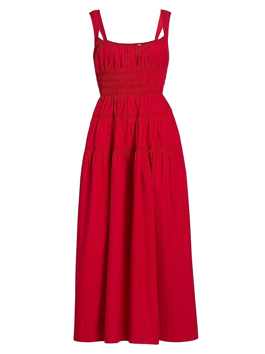 Women's Clover Fit & Flare Cotton Midi-Dress - Deep Tomato - Size XXS