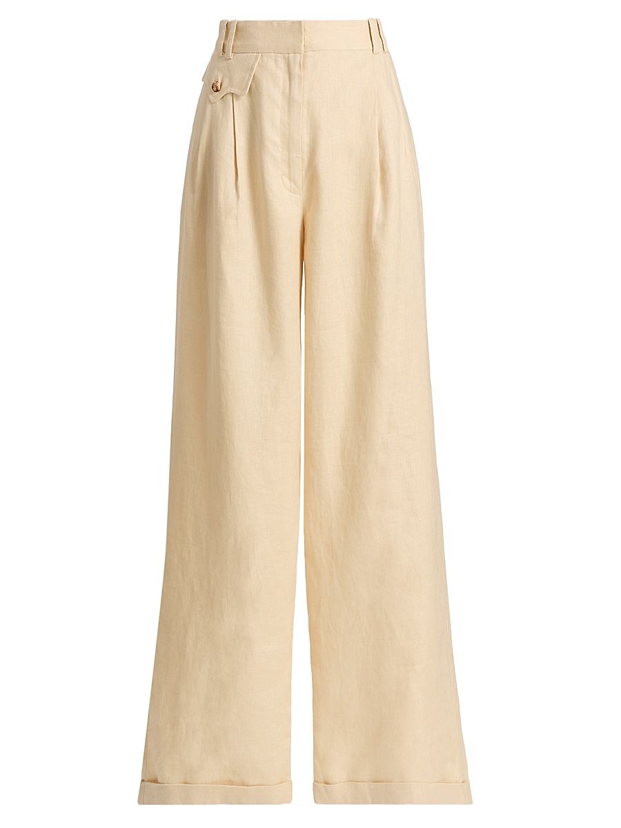 Women's Carousel Linen Wide-Leg Pants - Cream - Size 8