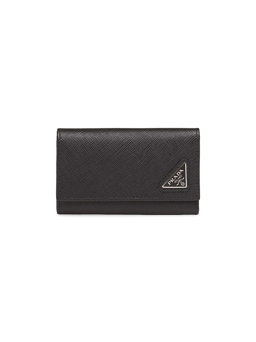 Men's Saffiano Leather Key Case - Black