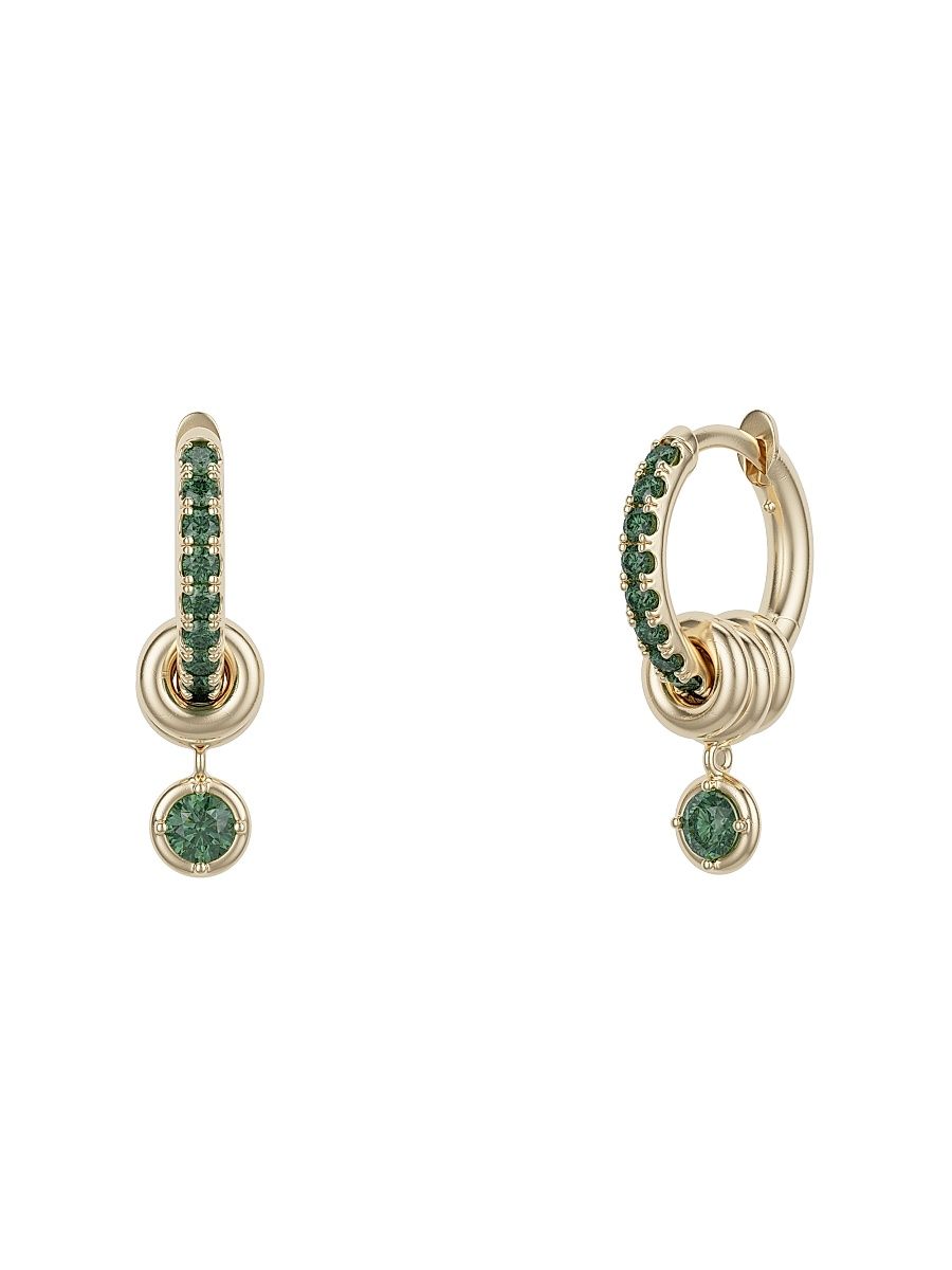 Women's Zahra 18K Yellow Gold & 0.39 TCW Diamond Earrings - Emerald