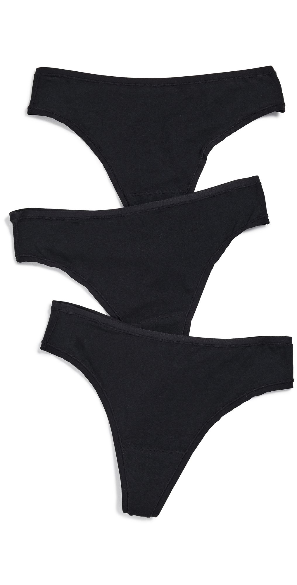 Natori Bliss Bare Cotton Thong 3-Pack Black XS
