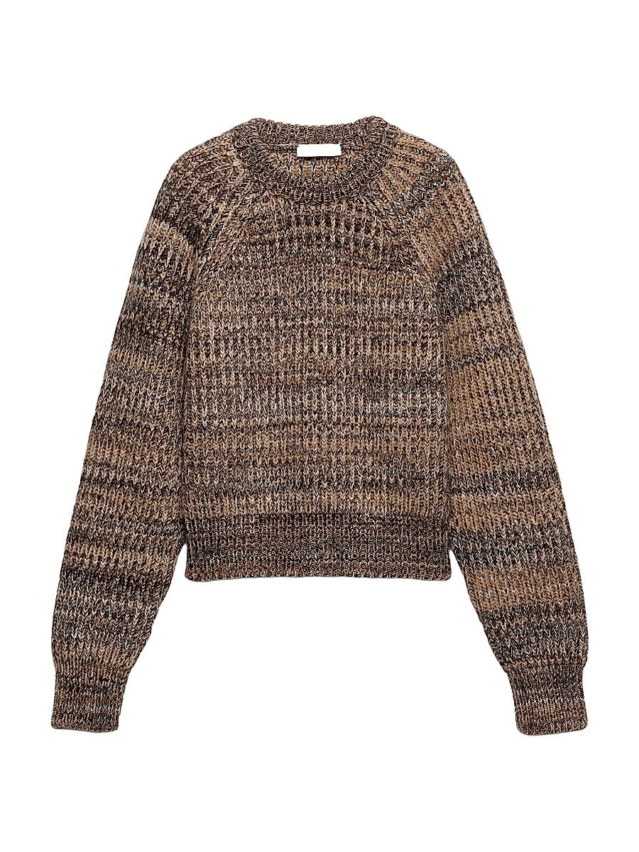 Women's Wool and Cashmere Crew-Neck Sweater - Brown - Size 8