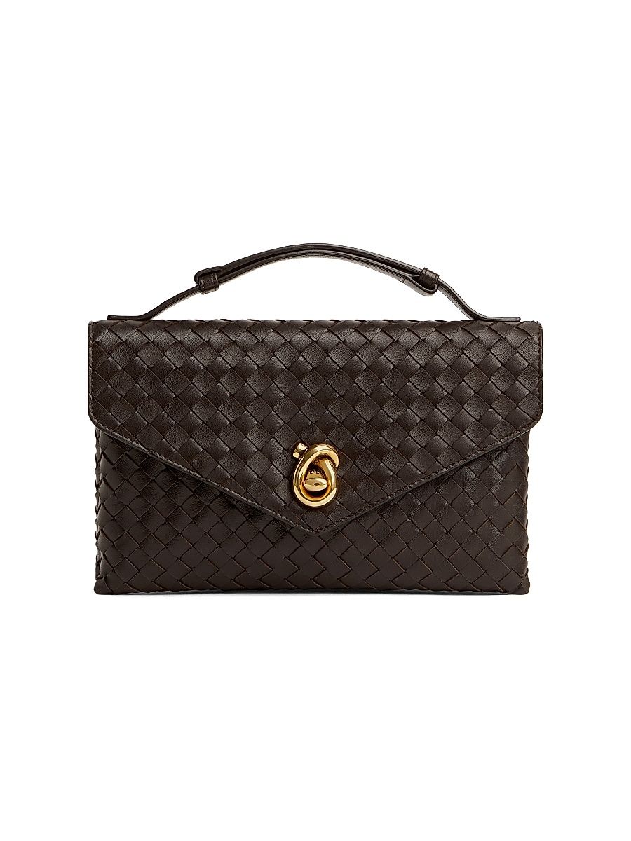 Women's Knot Lock Intrecciato Leather Top Handle Bag - Fondant