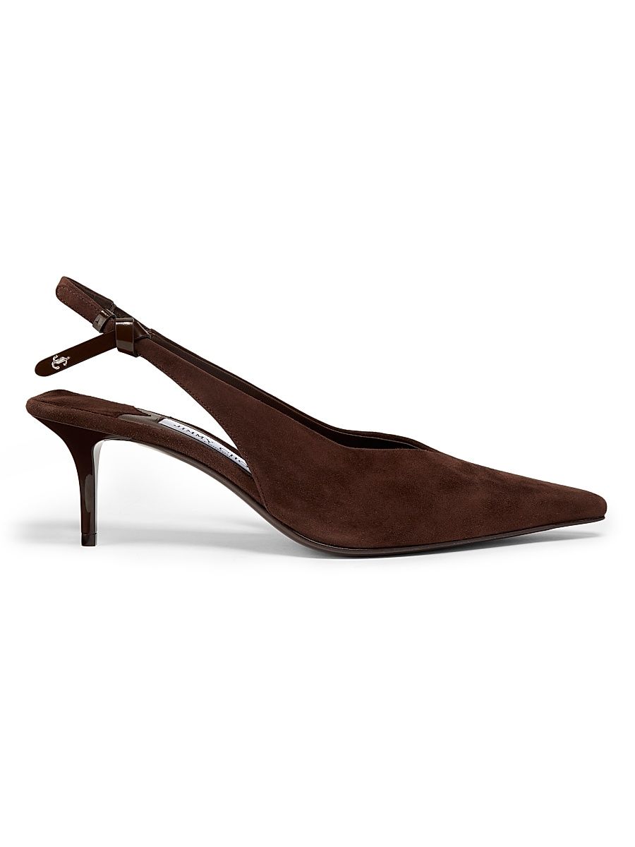 Women's Cami 60MM Suede Slingback Pumps - Chocolate - Size 12