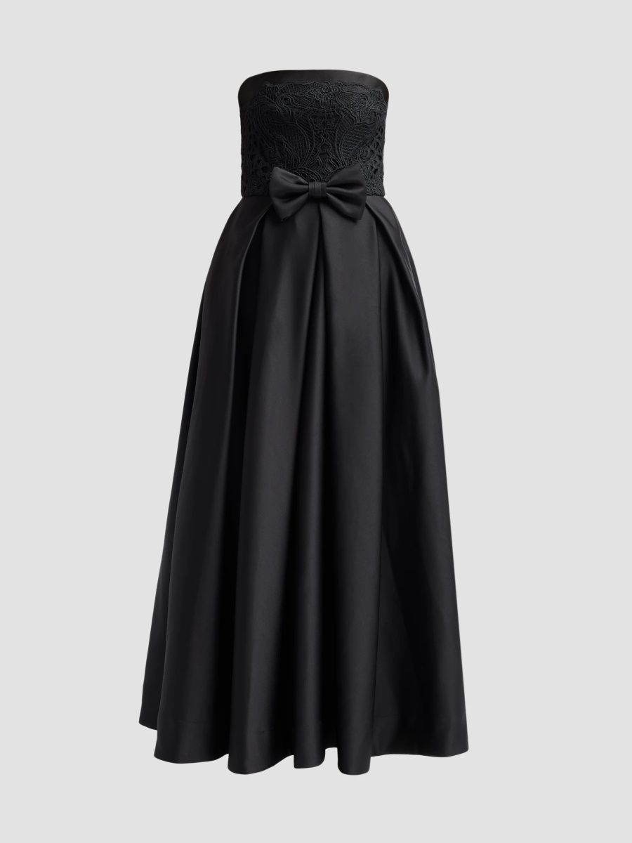 As It May Women's Celine Bow Lace Strapless Gown - Black - Size Small