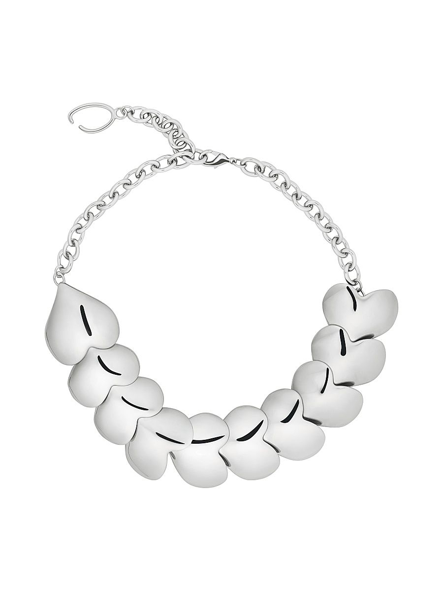 Women's Silvertone Heart Choker - Silver