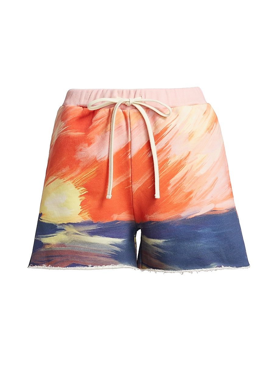 Women's Sunset Print Sweatshorts - Sunset Print - Size Small