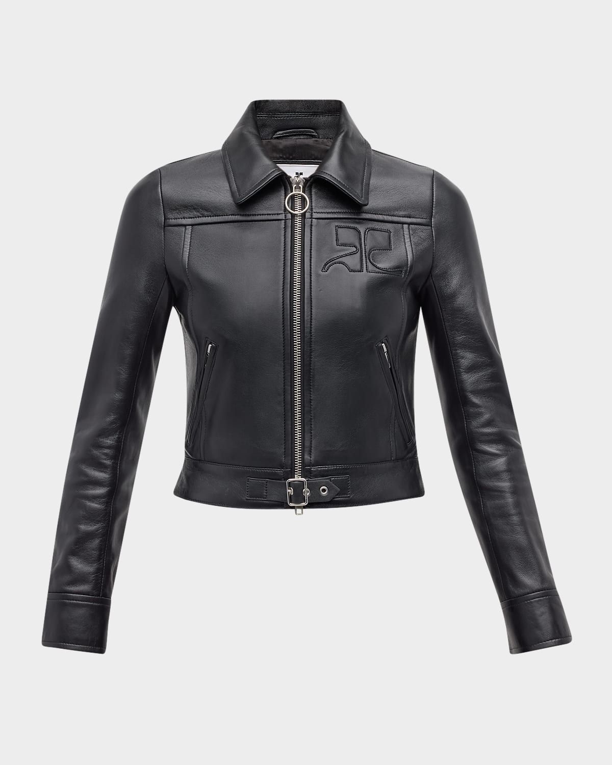 Buckle Leather Biker Jacket